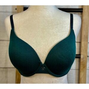 Victorias Secret T-Shirt Push-Up Full Coverage Bra Green 34DD Logo Strap